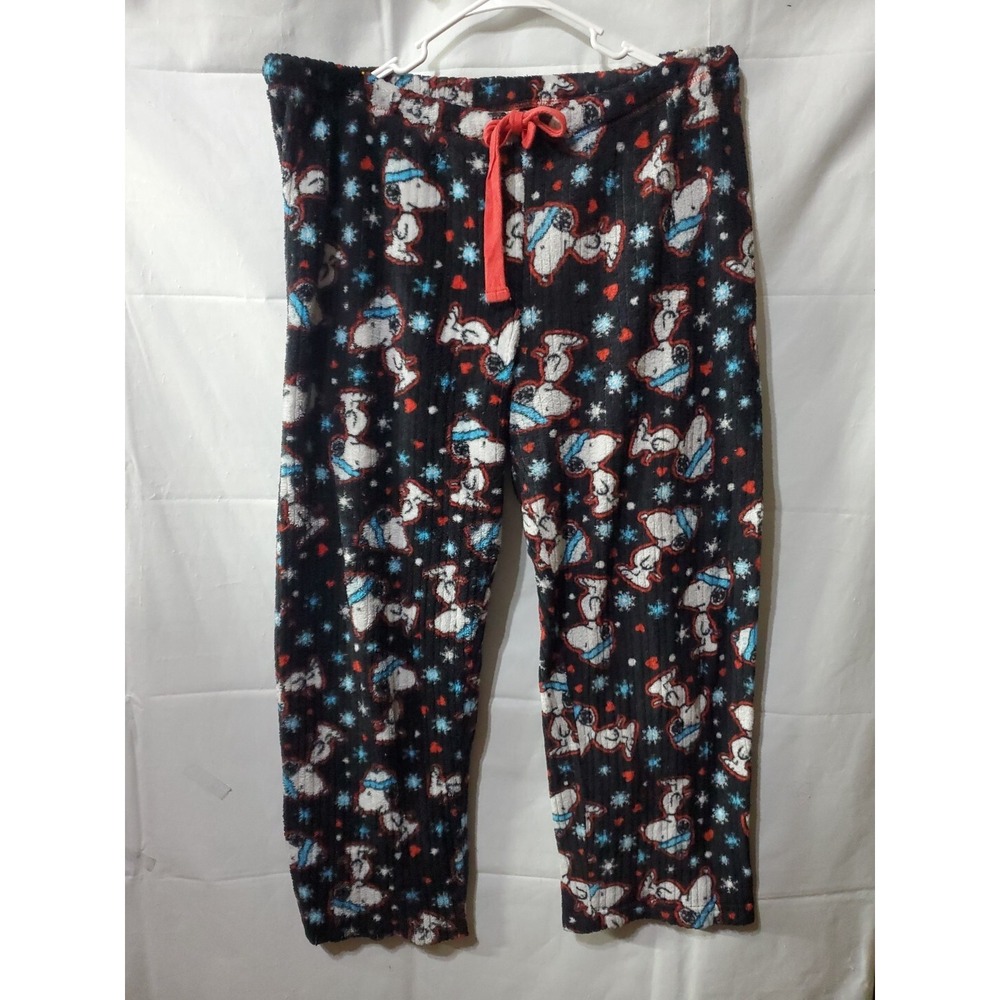 Peanuts Women Thick Fleece‎ Snoopy PJ Pants Sz 2XL Navy Blue Comfort